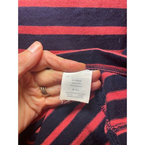 J.Crew Women Small Nautical Striped Button Shoulder Turtleneck Top Navy Pink - Picture 14 of 14